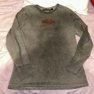 Harley Davidson Fast Track Long Sleeve Shirt Double Sided Gray Motorcycles